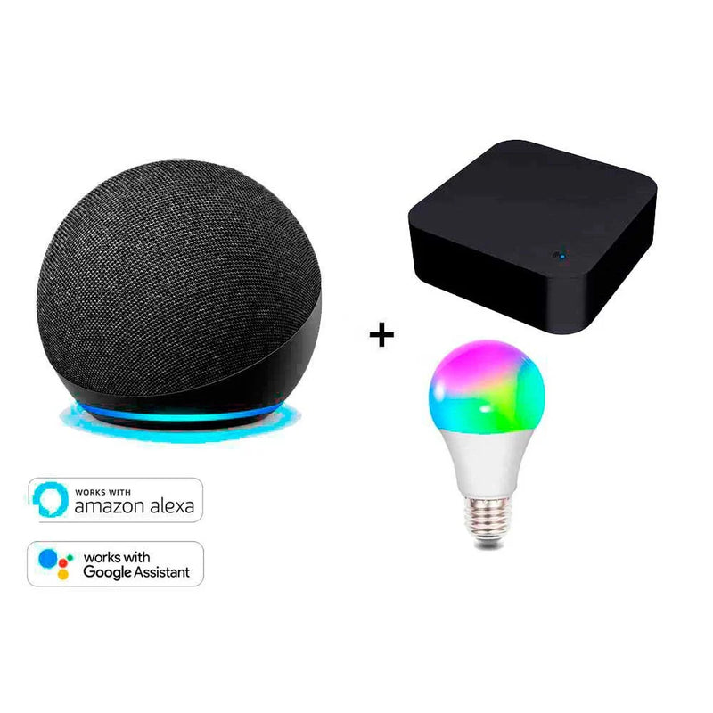 Alexa Echo Dot 5Ger + controle remoto universal smart + lampada colorida smart