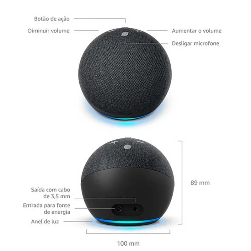 Alexa Echo Dot 5Ger + controle remoto universal smart + lampada colorida smart