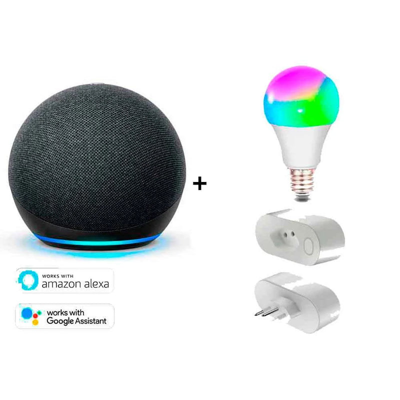 Alexa Echo Dot 5Ger + controle remoto universal smart + lampada colorida smart