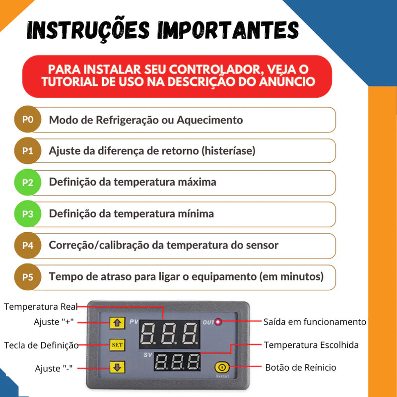 Termostato Inteligente Digital Programável para Cervejeira Chocadeira Kegerator Controlador de Temperatura Bivolt 110/220v 12v