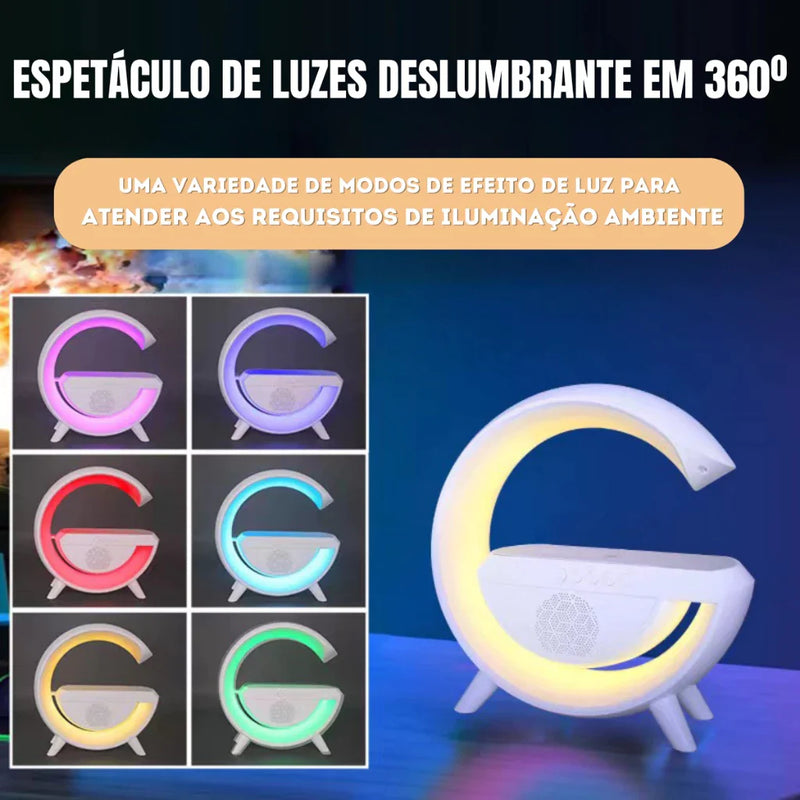 G-Speaker Smart Station - Luminária Bluetooth Inteligente Carregador Sem Fio Alarme Luz RGB