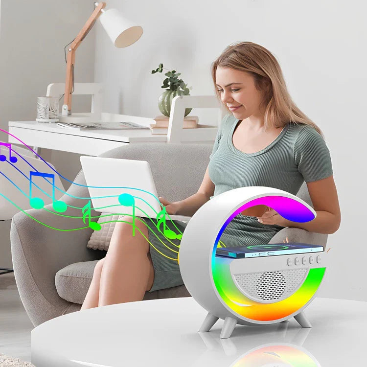 G-Speaker Smart Station - Luminária Bluetooth Inteligente Carregador Sem Fio Alarme Luz RGB