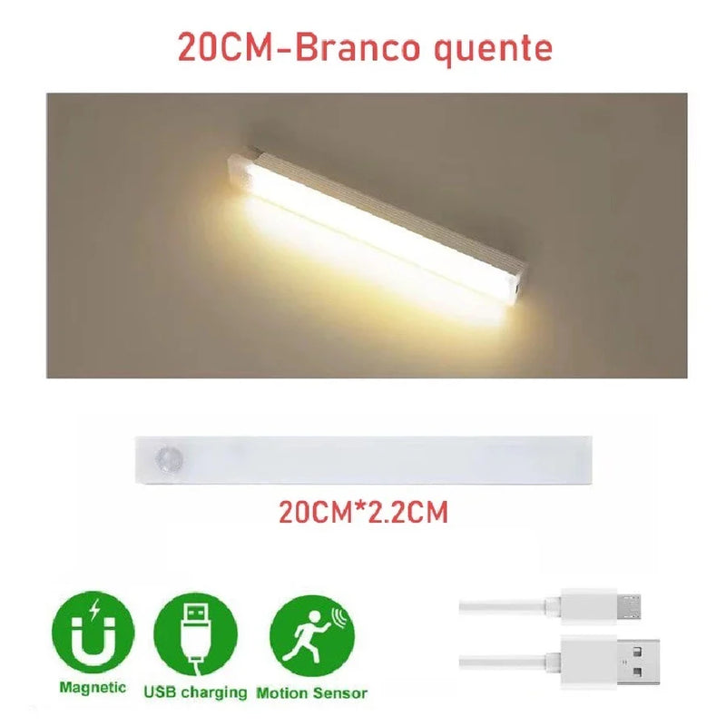 50Cm Luz LED Frio Ou Branco Quente Sem Fio Sensor Carregamento USB 20Cm 30Cm De Inteligente Do Guarda Roupa