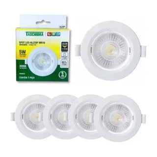 Kit 6 Spot Led Embutir Led Alltop MR16 5w Redondo Móvel Gesso Forro 3000K 4000K 6500K Taschibra