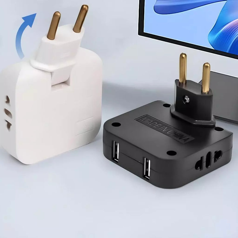 Adaptador de Tomada Com USB 110v/220v Dobrável Articulado Benjamin Tomada Extensão Elétrica