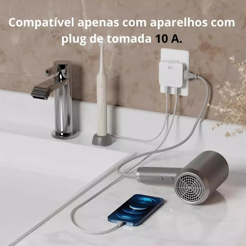 Adaptador de Tomada Com USB 110v/220v Dobrável Articulado Benjamin Tomada Extensão Elétrica