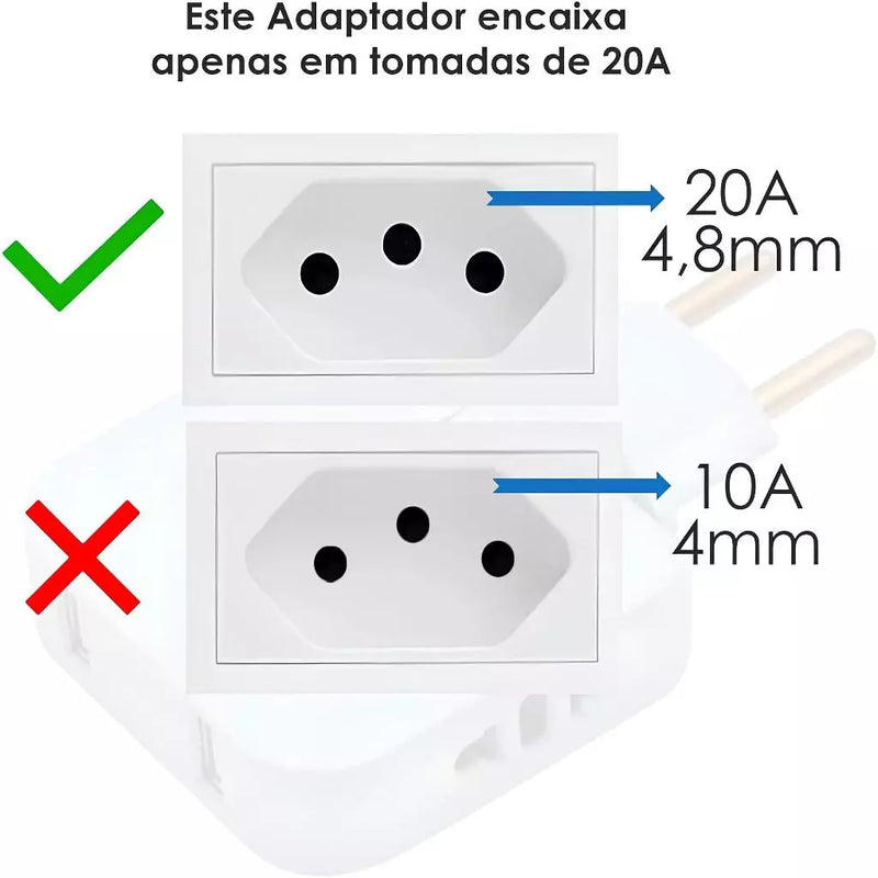 Adaptador de Tomada Com USB 110v/220v Dobrável Articulado Benjamin Tomada Extensão Elétrica