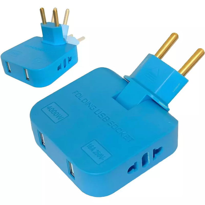 Adaptador de Tomada Com USB 110v/220v Dobrável Articulado Benjamin Tomada Extensão Elétrica