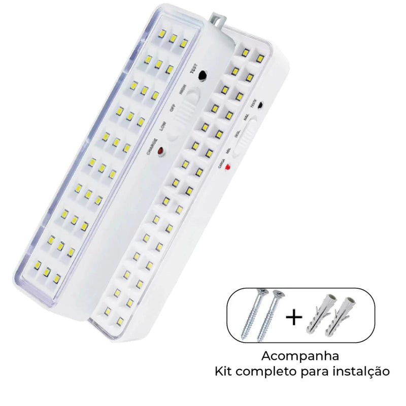 Luminária Emergência Lâmpada 60 Leds Recarregável Bivolt Luz Branca (Branco Frio 6,500K)