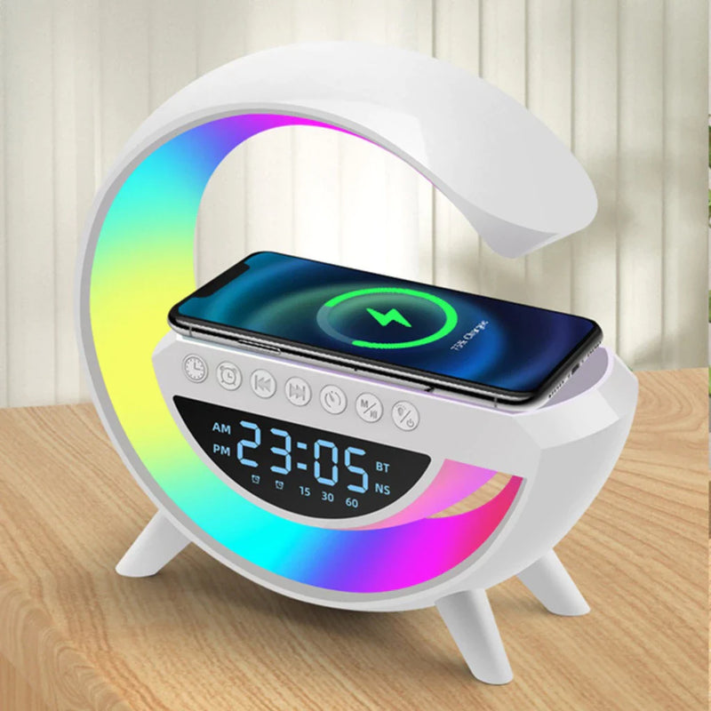 G-Speaker Smart Station - Luminária Bluetooth Inteligente Carregador Sem Fio Alarme Luz RGB