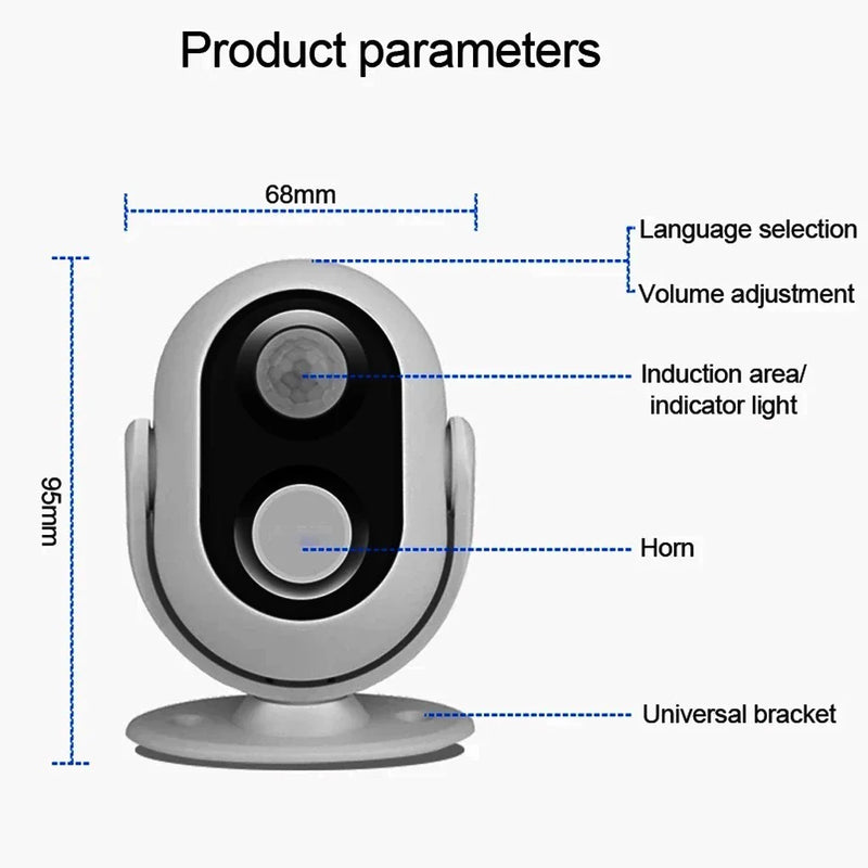 3 em 1 Sensor de Presença Para Lojas Alarme E Anunciador Bem Vindo Premium