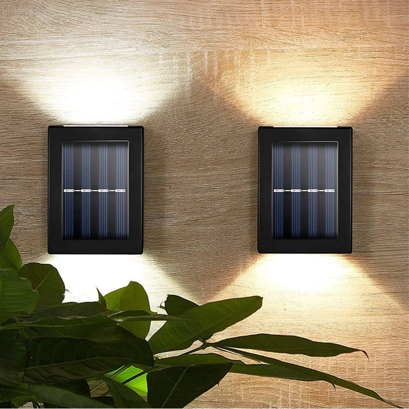 Kit Luminária Solar De Parede À Prova D'água Para Jardim Muro E Varanda Led Spot